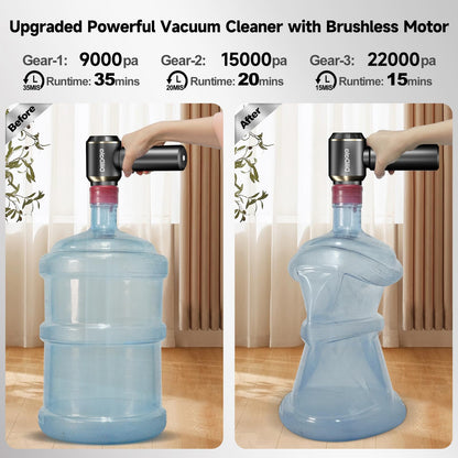 Cordless handheld vacuum cleaner (25000PA) with electric dust blower for car, office