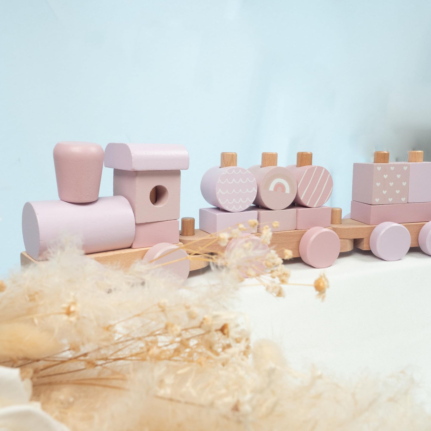 minipishop® personalisierte Baby Holz-Eisenbahn: Geschenk zur Geburt mit Name & Datum