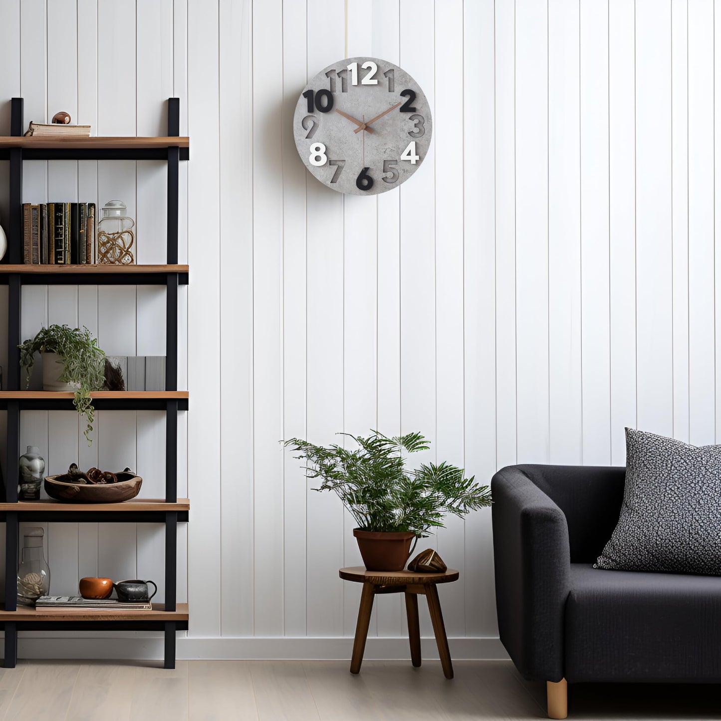 Stellarize Modern Holz 3D-Wanduhr (30cm) ohne Tickgeräusche für Wohnzimmer, Küche, Büro