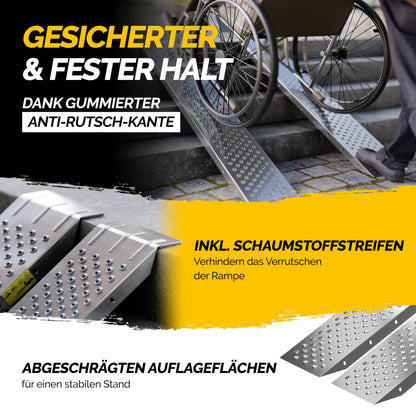 MONZANA® 2x access ramp: 400kg load capacity made of galvanized steel (160x22.5x4.5cm)