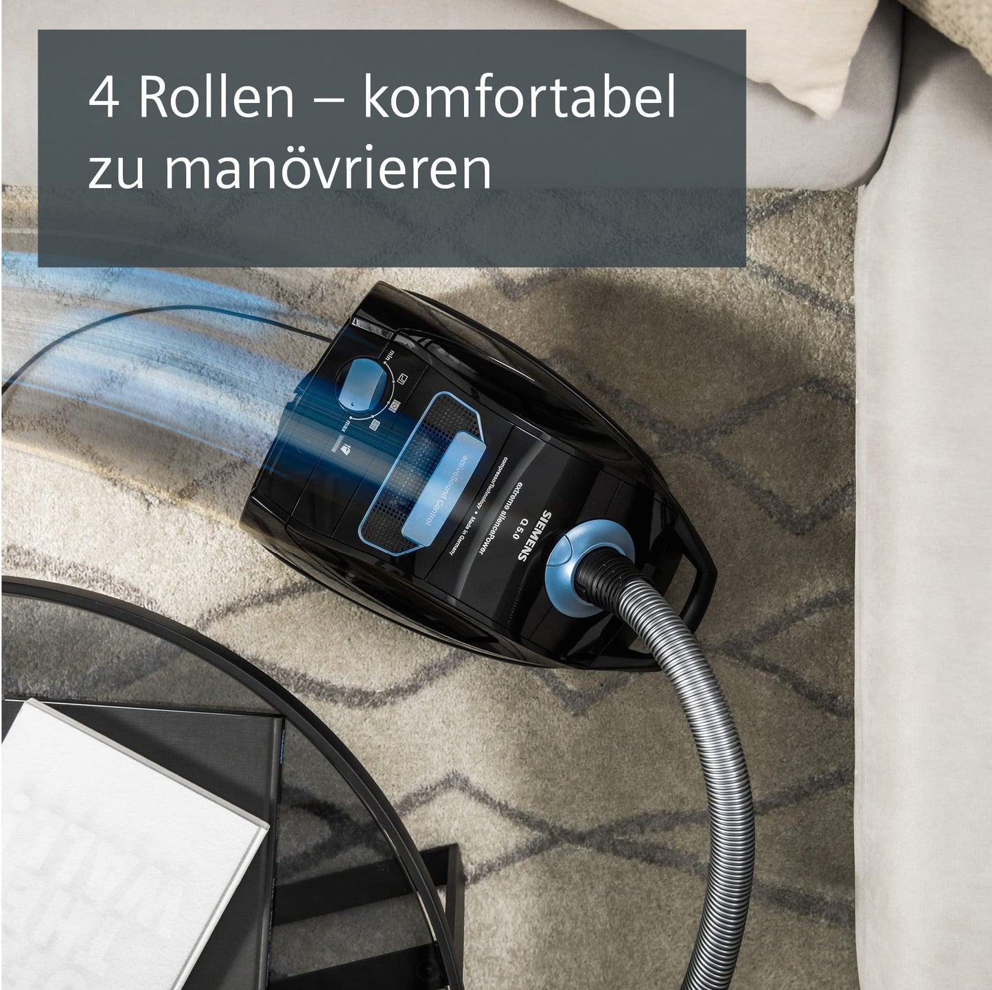 Siemens vacuum cleaner VSQ5X1230 (Q5.0) with bag: 850W, Extremely quiet, hygiene filter