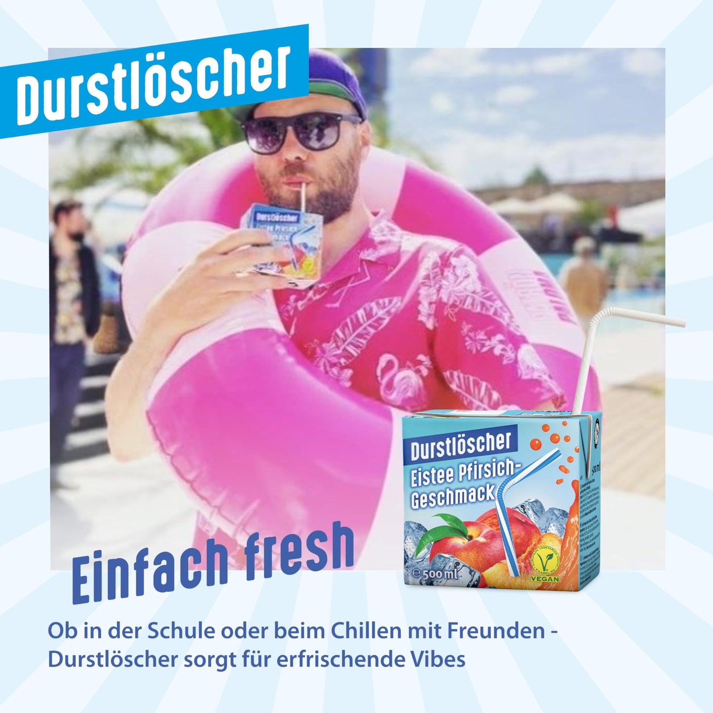 Durstlöscher Eistee (Pfirsich) 24x 500ml: Pfandfreies Trinkpäckchen, Vegan