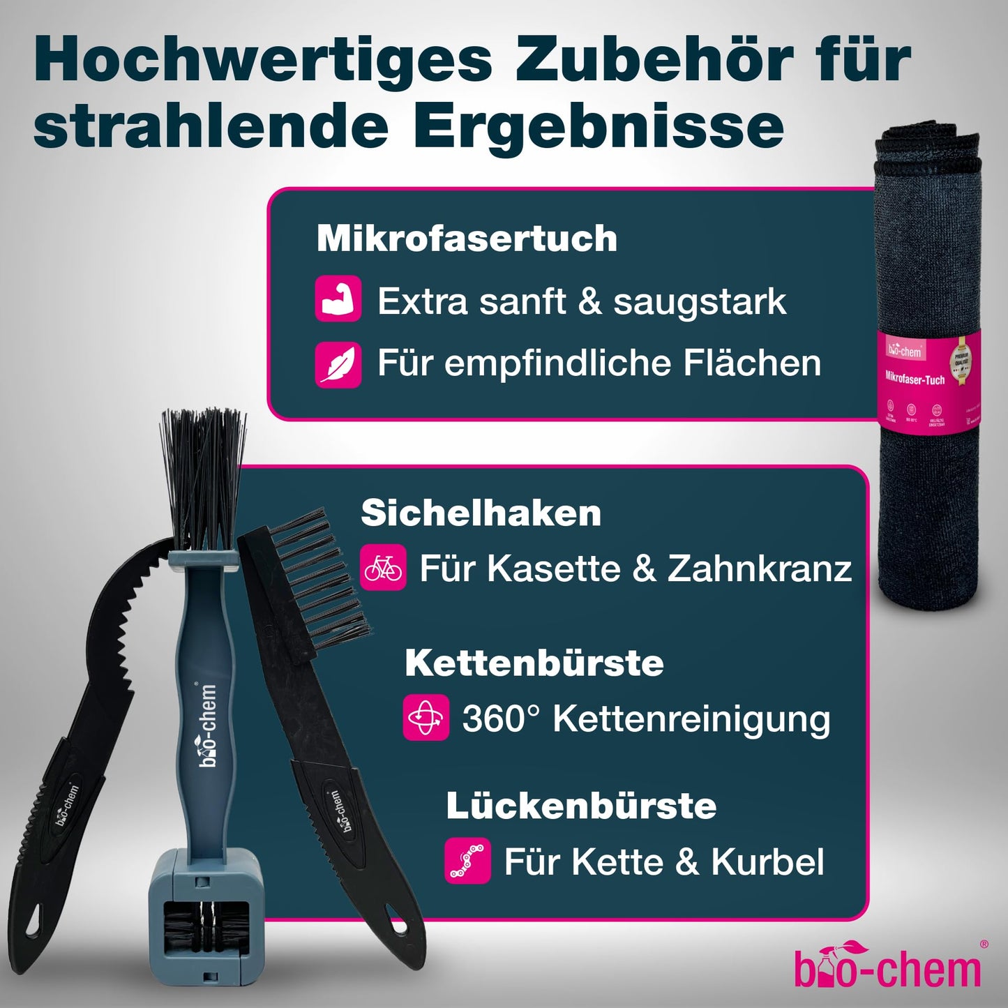 bio-chem All-in-One Fahrrad-Reinigungsset 'PROFI' (7-teilig): Effektiv, Materialschonend
