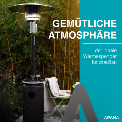 APANA 'Bellamente ONE' gas heater (14kW) for garden with transport wheels &amp; automatic switch-off