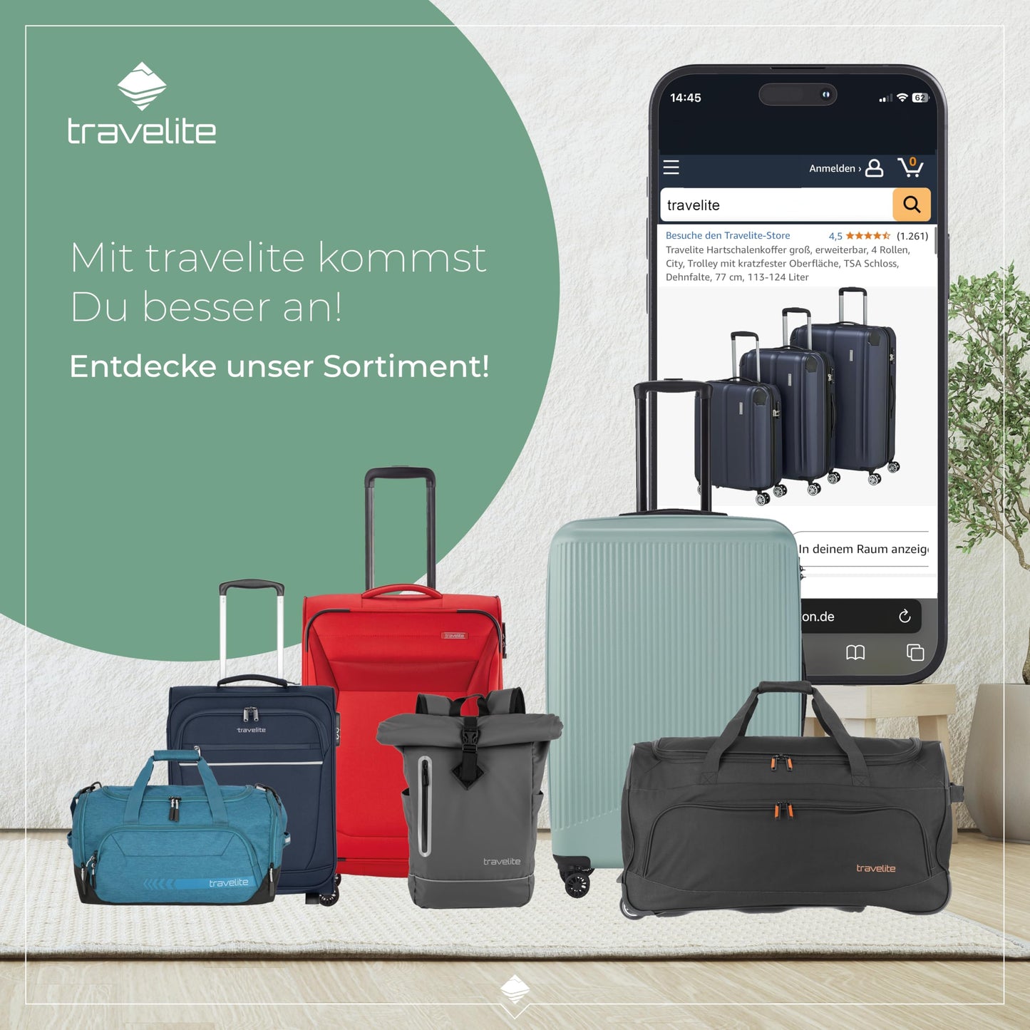 TRAVELITE Hartschalen Reisekoffer-Set mit TSA Schloss + Dehnfalte: Kratzfest
