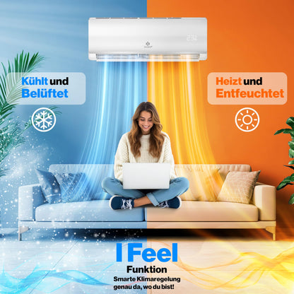 KESSER® 'Quick Connect' Split Air Conditioning Set with Heating Function: 12000BTU, 3.4kW, WiFi &amp; App