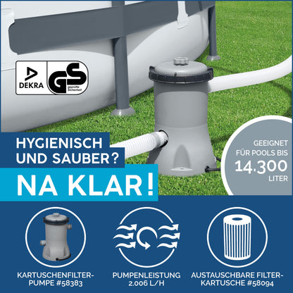 Bestway Steel Pro-MAX Frame Pool Komplett-Set mit Filterpumpe (Ø 366x122cm)