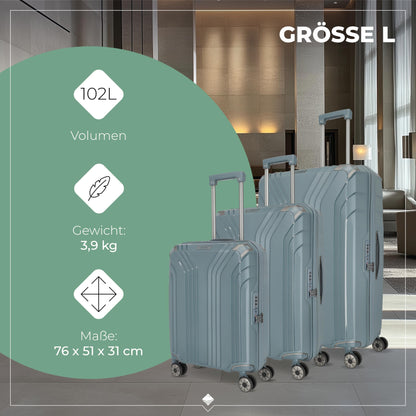 TRAVELITE 'Elvaa' Hartschalen Reisekoffer-Set (3-teilig) mit recyceltem Innenfutter, TSA-Schloss