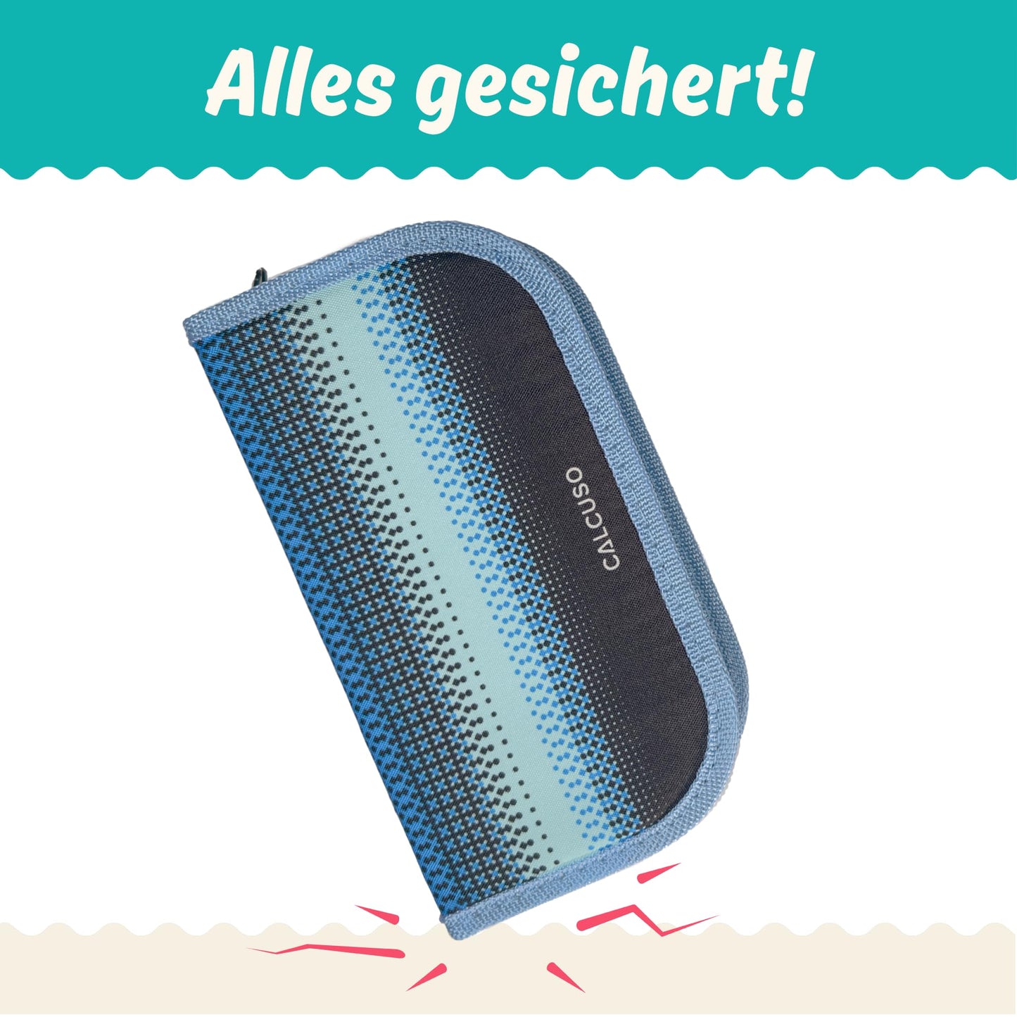 CALCUSO Geometrie-Set PRO in blauer Federmäppchen mit Zirkel und Geodreieck für die Schule