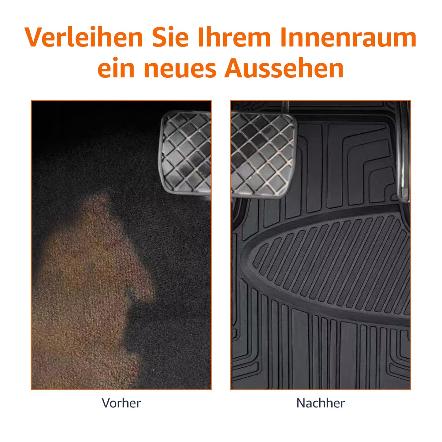 Amazon Basics Ganzjahres-Bodenmatten aus Gummi (4 Stück) für PKW, SUV und LKW (Schwarz)