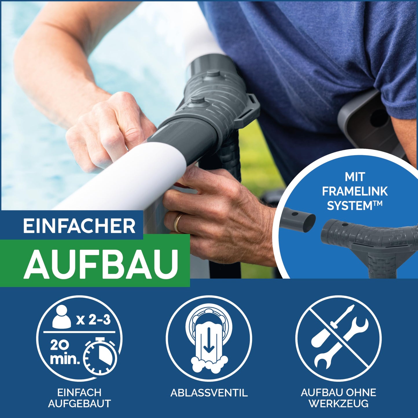 Bestway Steel Pro-MAX Frame Pool Komplett-Set mit Filterpumpe (Ø 366x122cm)