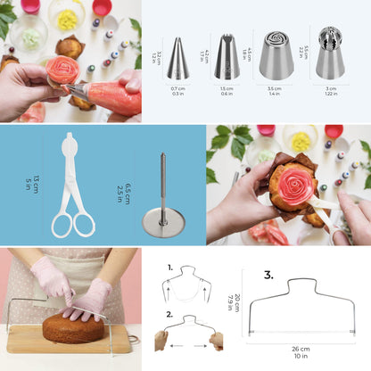 WENBURG cake plate &amp; cake stand set (51 pieces) | Diameter: 28 cm for beginners and professionals