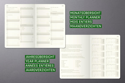 Planungsbuch 2026 Extra-Groß: A4+, Hardcover, 192 Seiten, Stiftschlaufe, Archivtasche