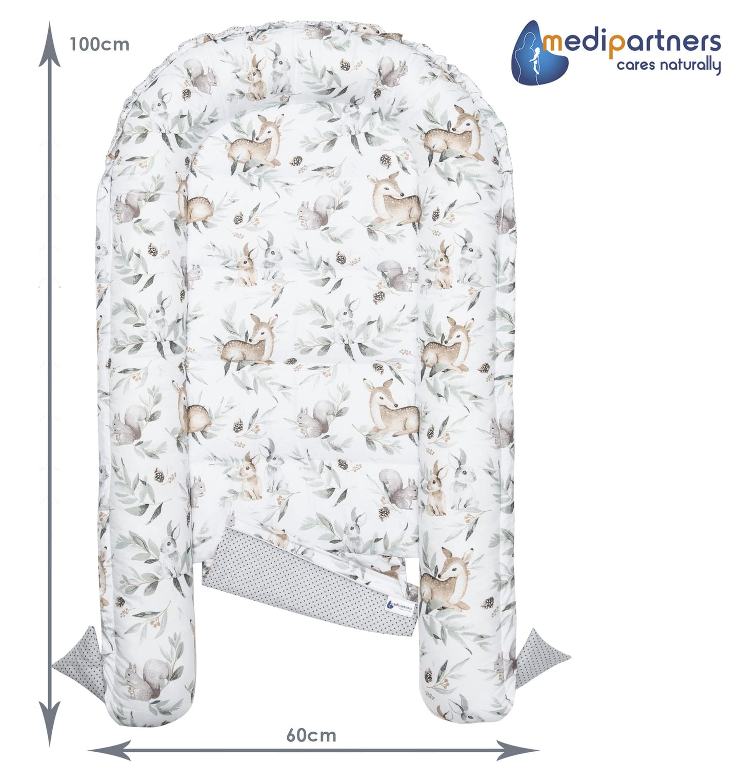 Medi Partners Baby-Nestchen für Neugeborene aus 100% Baumwolle (5-teilig - 100x60x15cm)