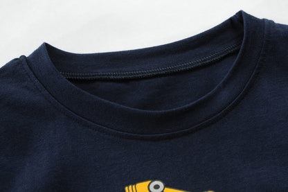 EULLA children's boys' pajamas (long sleeve): cotton pajama set 'Excavator' in dark blue