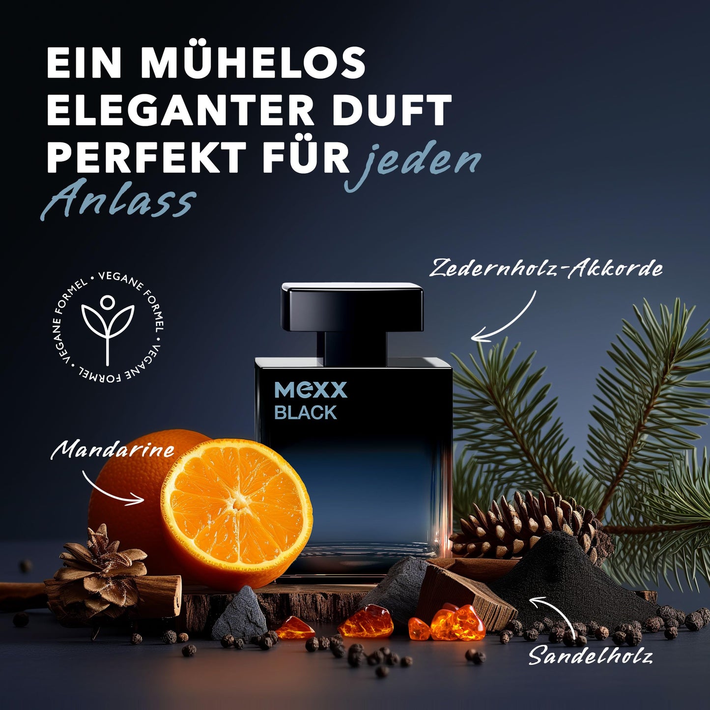 MEXX BLACK Man Eau de Parfume (50ml) mit aquatisch-holzigen Noten
