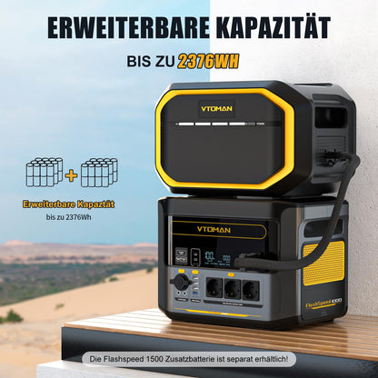 VTOMAN FlashSpeed 1000 Powerstation (2376Wh) Complete Set: 1h Fast Charging for Camping, Motorhome