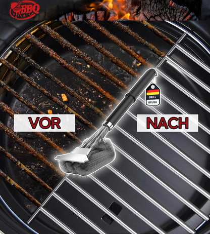 Grill brush, TNTOR grill cleaning brush with extra long stainless steel bristles, stainless steel spatula and PP heat-insulated handle, for gas grill, charcoal grill, kettle grill, electric grill and grill grate.