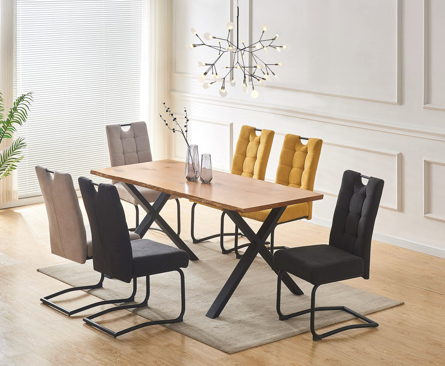 B&D home 2er-Set  Freischwinger Esszimmerstühle 'Sofia' | Modern Design in Anthrazit