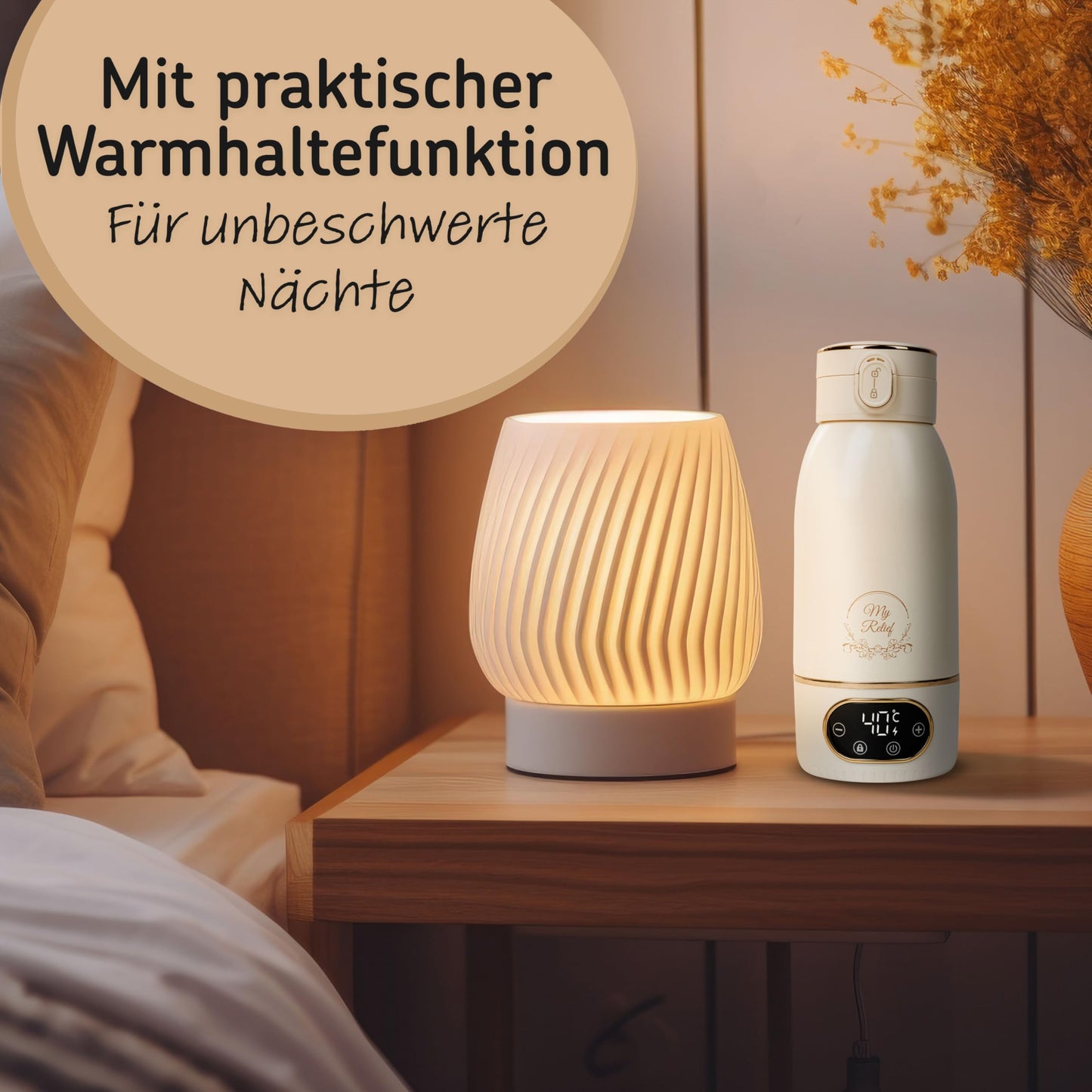 My Relief Akku Thermoskanne, Flaschenwärmer (18000mAh) 35-85°C Einstellbar