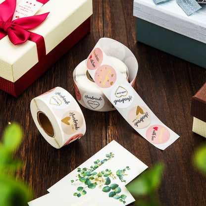 Handmade with Love sticker (round - Ø 2.5cm) for business, wedding, gift wrapping