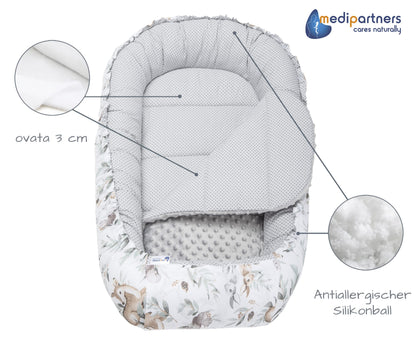 Medi Partners Baby-Nestchen für Neugeborene aus 100% Baumwolle (5-teilig - 100x60x15cm)