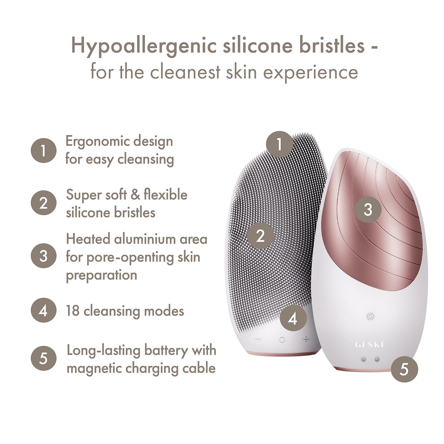 GESKE | SmartAppGuided™ Sonic Thermo Facial Brush | 6 in 1 + GESKE Hydrating Cleanser | Set mit passender Kosmetik-Zugabe | Beauty Bundle