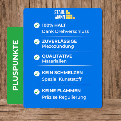 STAHLMANN® Gasbrenner mit Kartusche (8x227g): Flambierbrenner max. 1300°C Temperatur