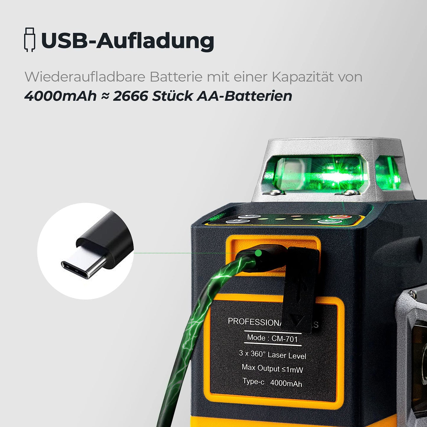 Kreuzlinienlaser, CIGMAN (3x360 Grad) Grün: Selbstnivellierend Laser Wasserwaage, Baulaser