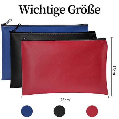 3 Stück Banktaschen aus Kunstleder (25x16cm): Geldtasche für A5 Dokumente, Geldmappe
