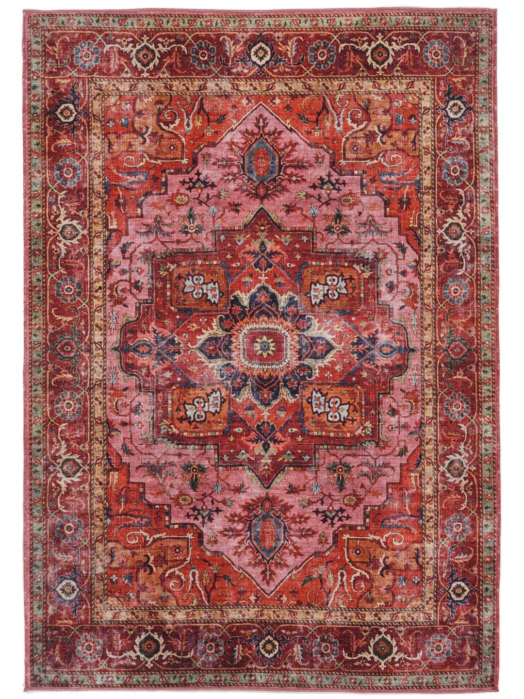 RugVista, Georgia Oriental, Teppich, 200 x 300 cm, Rechteck, Kurzflor, Modern, Oeko-TEX Standard 100, Wohnzimmer, Schlafzimmer, Esszimmer/Küche, Flur, Büro, Nur chemisch reinigen, Rot/Rosa