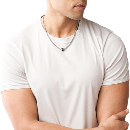 Emporio Armani men's necklace in black polished marble: lobster clasp