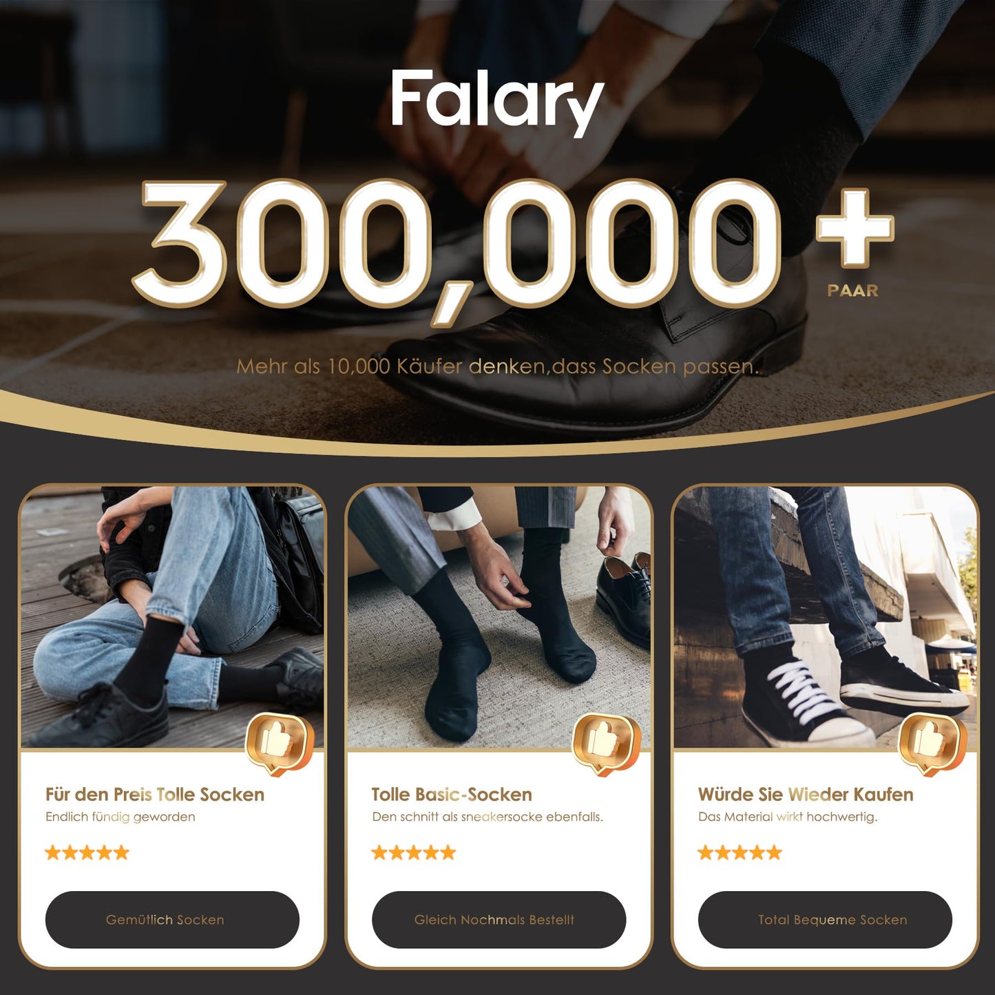 FALARY Cotton Men's Socks in Black | Breathable Business Socks (12 Pairs)