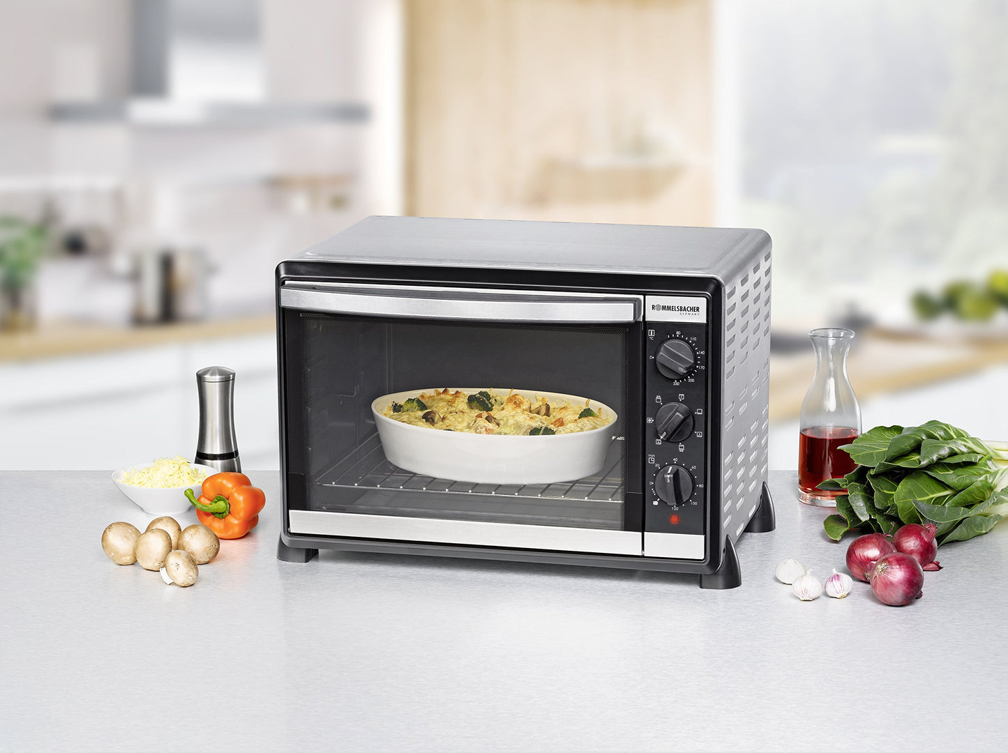 ROMMELSBACHER Baking &amp; Grill Oven (BG 1805/E) with double glazing, interior lighting, timer, 1800W