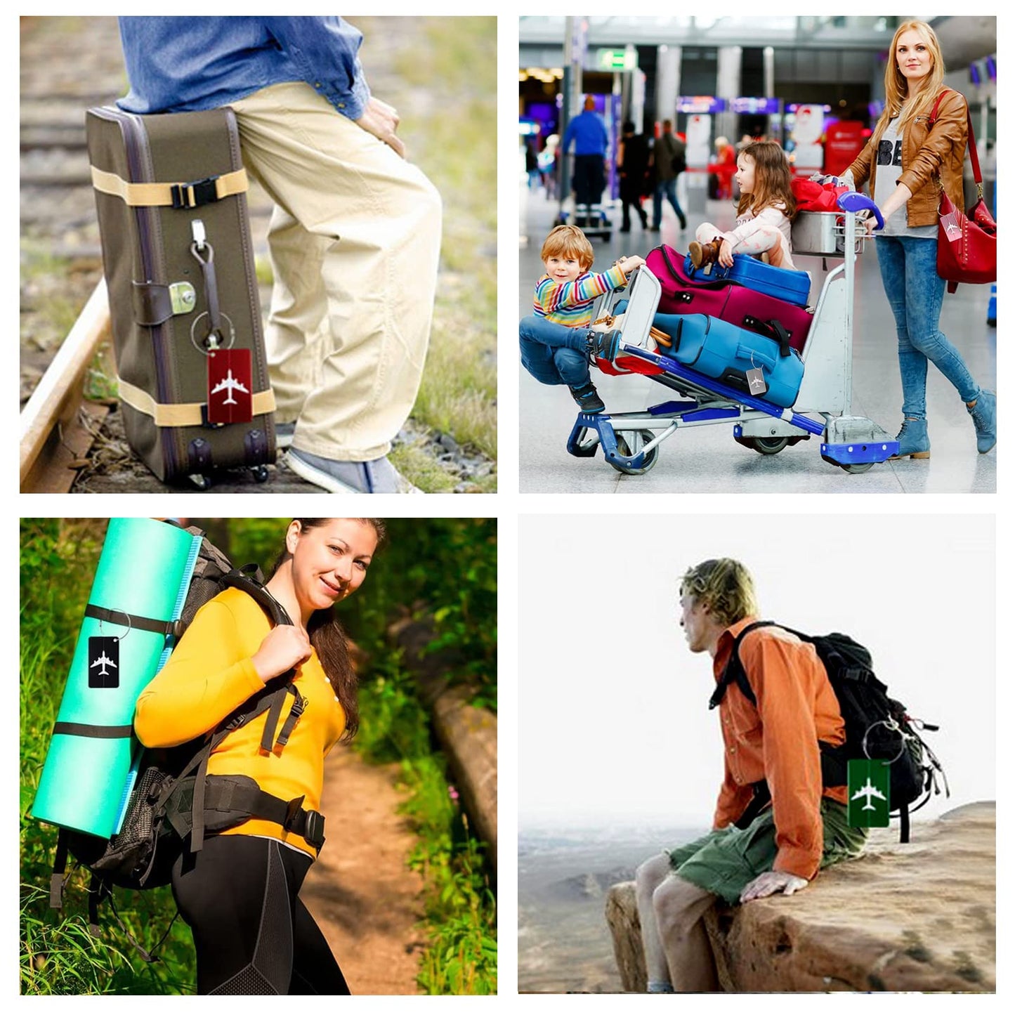 Kofferanhänger mit Edelstahlkordel und Namensschild (6er Pack) für Rucksack, Gepäck und Taschen