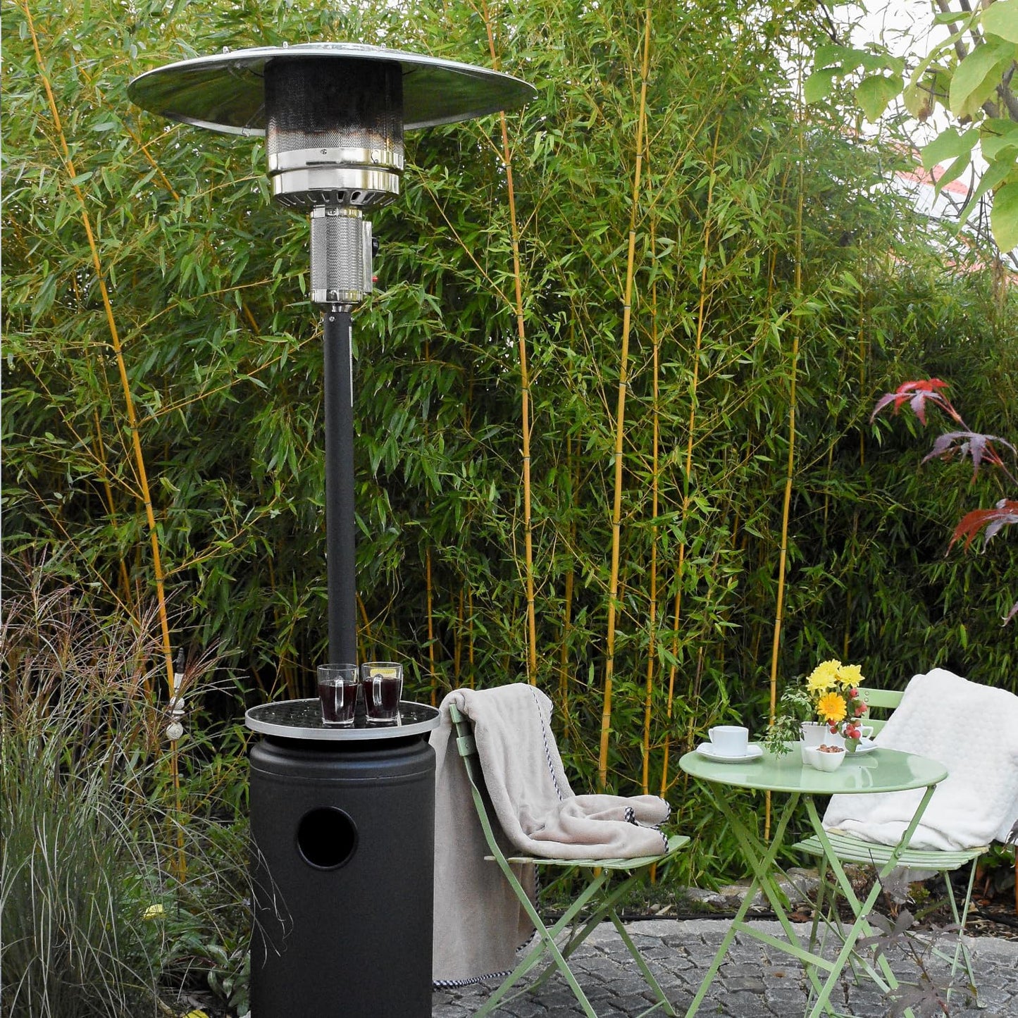 APANA 'Bellamente ONE' gas heater (14kW) for garden with transport wheels &amp; automatic switch-off