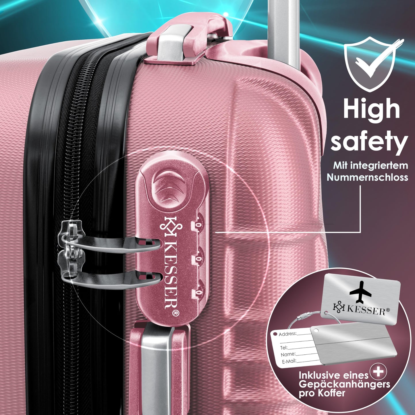 KESSER® Hartschalen Reisekoffer-Set (4-teilig) inkl. Kofferwaage und Gepäckanhänger