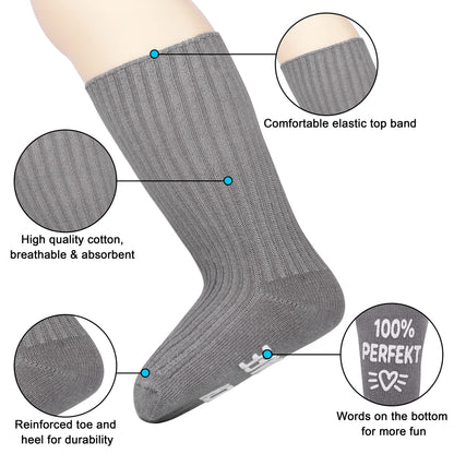 Belloxis Baby Socken (4 Paar): Lustige Textaufdrucke & Rutschfest | Für Babys von 0-12 Monaten