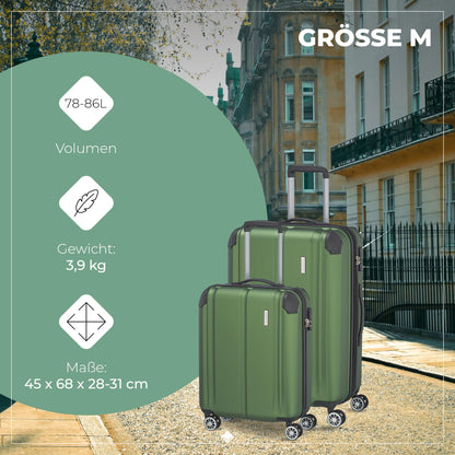 TRAVELITE Hartschalen Reisekoffer-Set mit TSA Schloss + Dehnfalte: Kratzfest