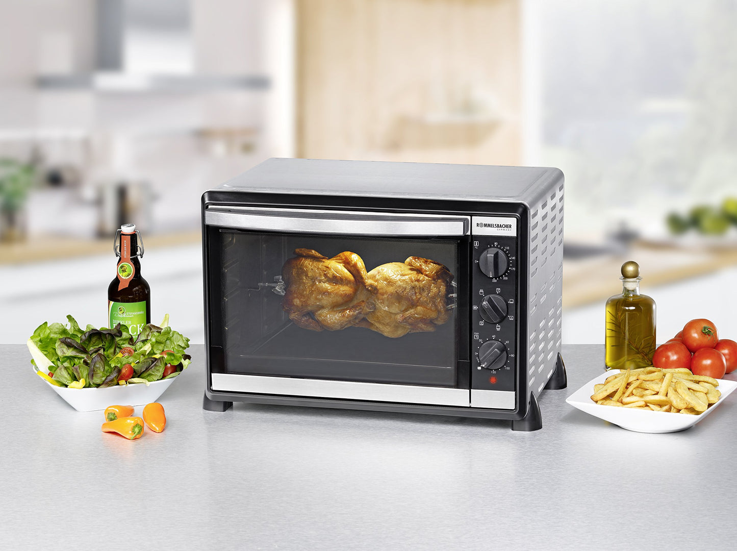 ROMMELSBACHER Baking &amp; Grill Oven (BG 1805/E) with double glazing, interior lighting, timer, 1800W