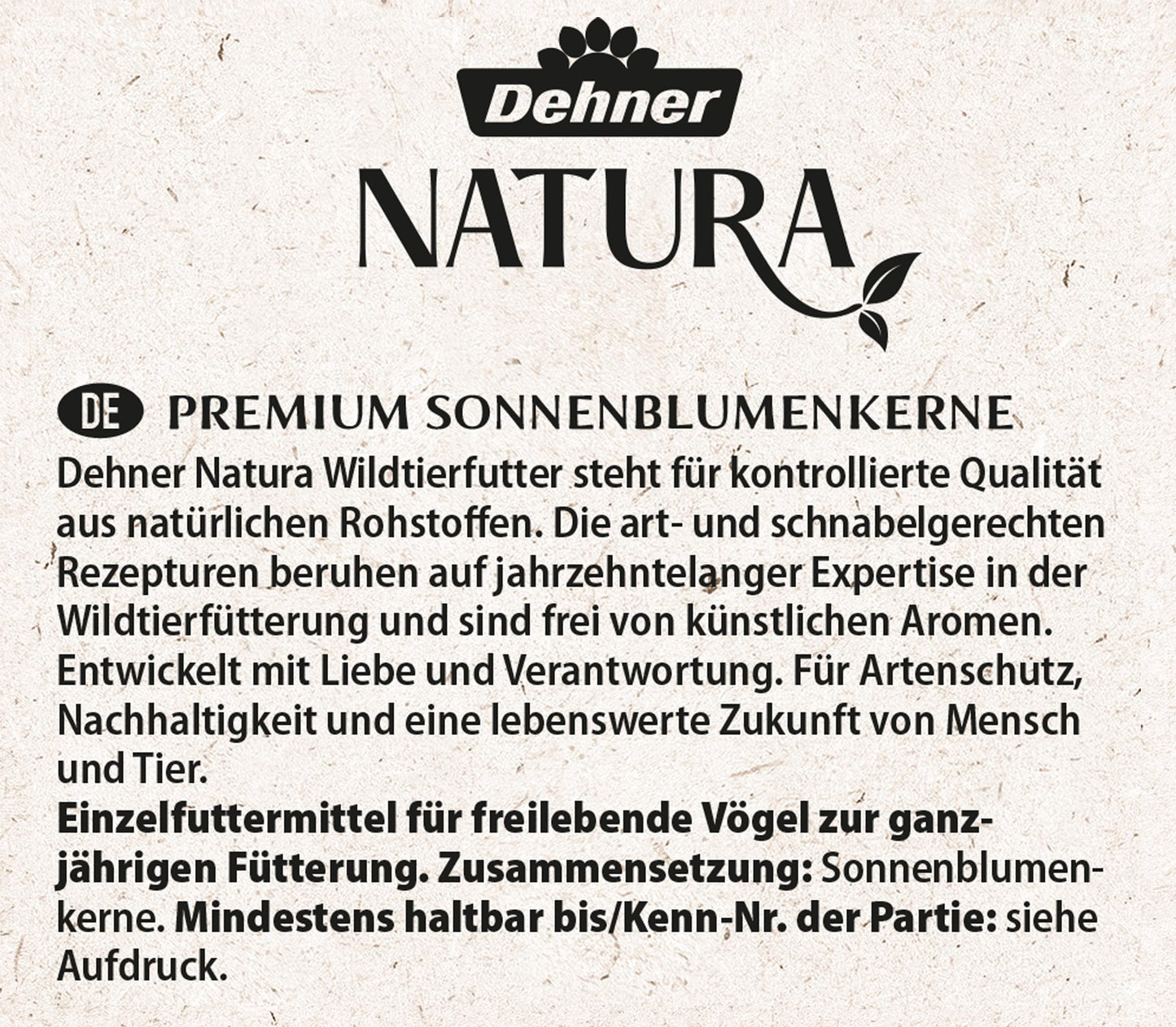 Dehner Natura Premium Year-Round Wild Bird Food: Sunflower Seeds (5kg)
