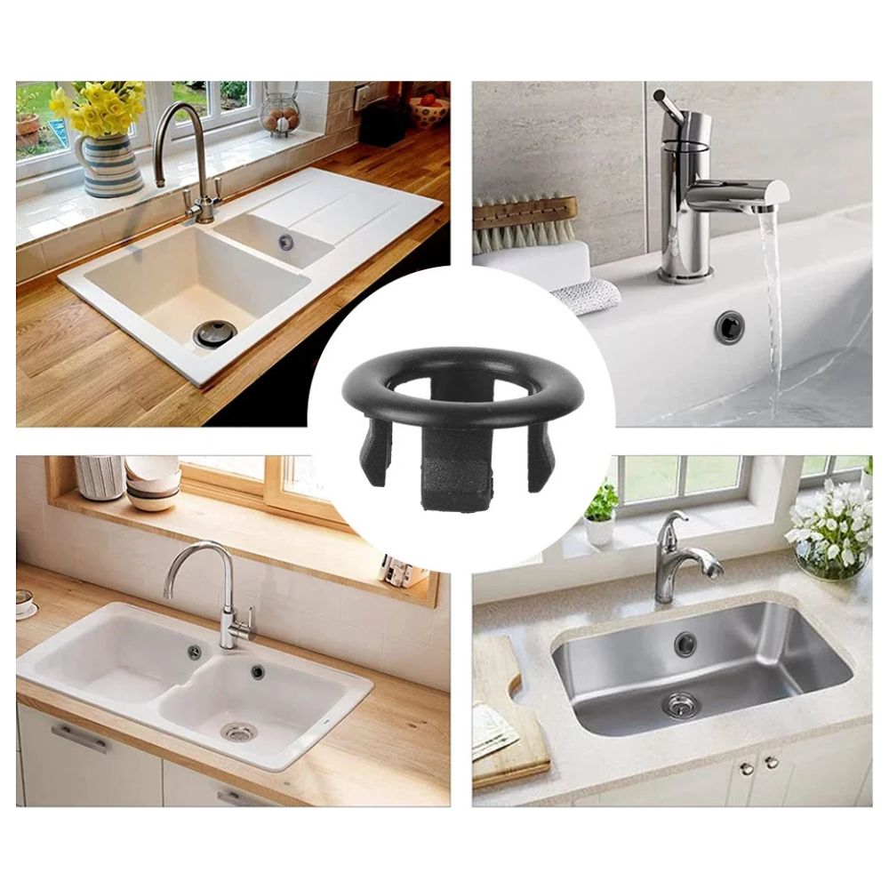 4er-Set Waschbecken/Spüle Überlaufloch-Abdeckung | Rund aus ABS-Kunststoff