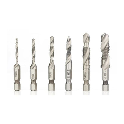 6-teilig Titanbeschichtete HSS-Gewindebohrer mit Tap-Bits: M3-M10