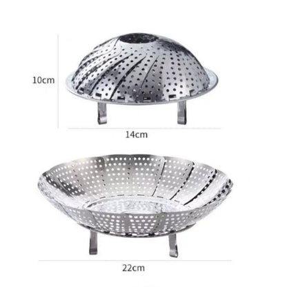 Dampfgarer aus Edelstahl, Netz-Gemüsekocher, erweiterbares Küchenwerkzeug 22cm dm