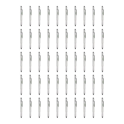 6-in-1 Multifunktionsstift: Stylus-Touch Pen, Schraubendreher (Schlitz + Kreuzschlitz), Lineal, Wasserwaage, Kugelschreiber (50 Stück) Silber