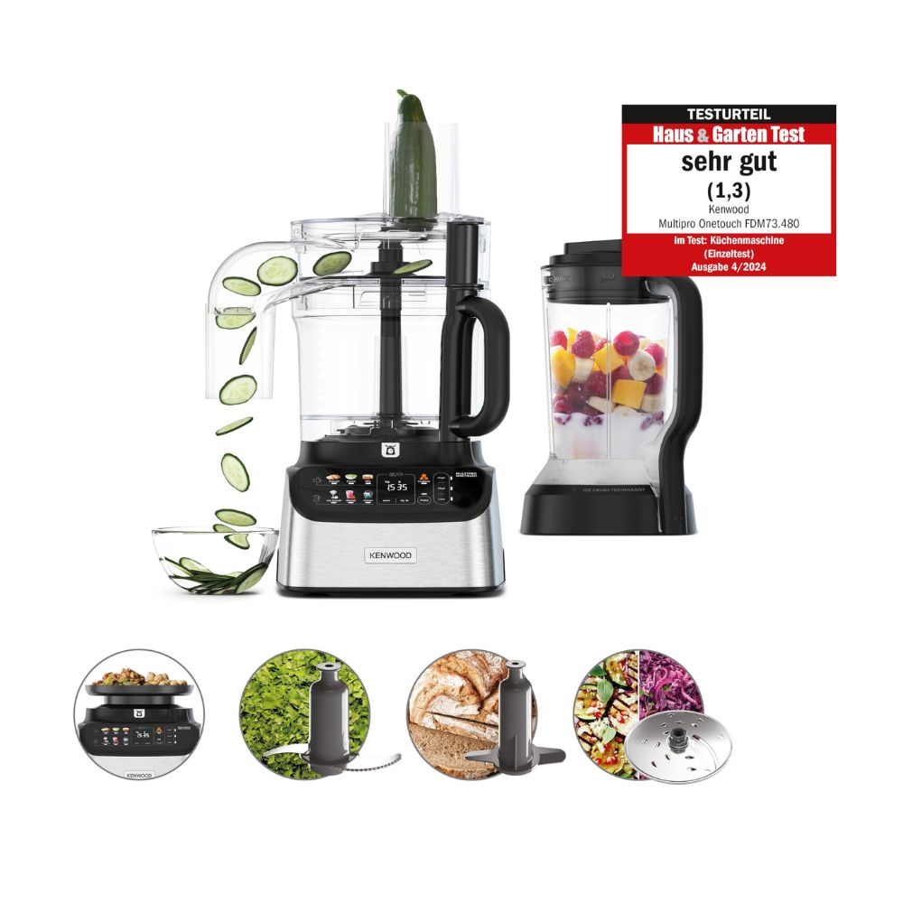 Kenwood 2-in-1 Kompakt MultiPro OneTouch (FDM73.480SS): Integrierte Waage, 1000W (Silber)