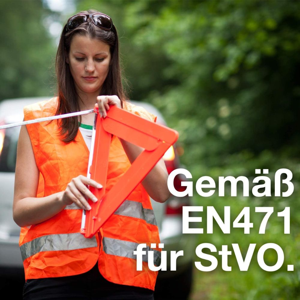 TK Gruppe 4x Auto-Warnwesten in Orange (ISO20471): Reflektierende Pannenweste