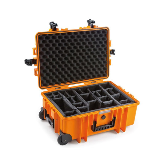 B&W Transportkoffer (Typ 6700) mit variabler Facheinteilung: Wasserdicht, Bruchsicher (Orange)