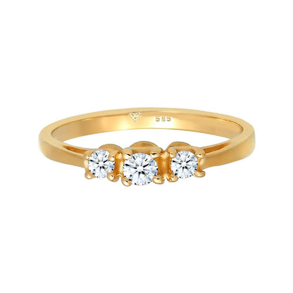 Elli DIAMONDS Verlobungsring für Damen: Edel-Trio mit Diamant (0.22ct.) in 585 Gelbgold