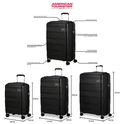 AMERICAN TOURISTER Skymax 3-teilig Koffer-Set in Schwarz | TSA-Schloss